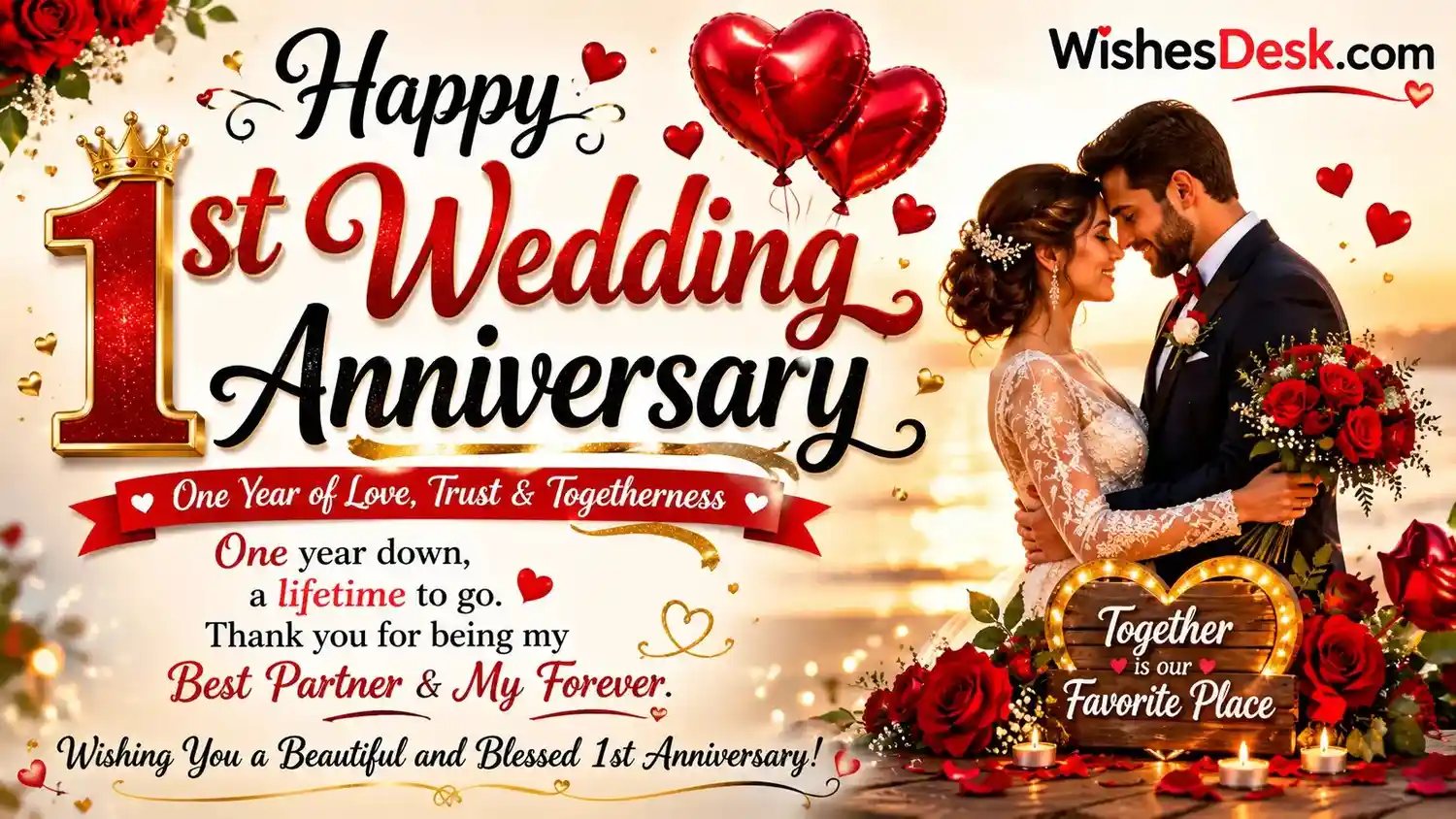 1st Wedding Anniversary Wishes